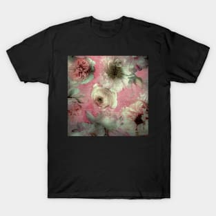 PINK GREY WATER COLOUR ROSES 80S DECO POSTER ART PRINT T-Shirt